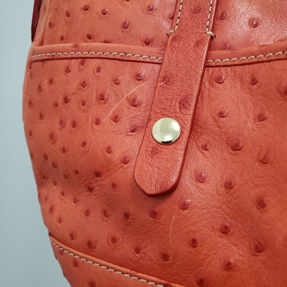Dooney & Bourke J8611892 Pumpkin Orange Ostrich Leather Medium Hobo Shoulder Bag - Picture 13 of 16